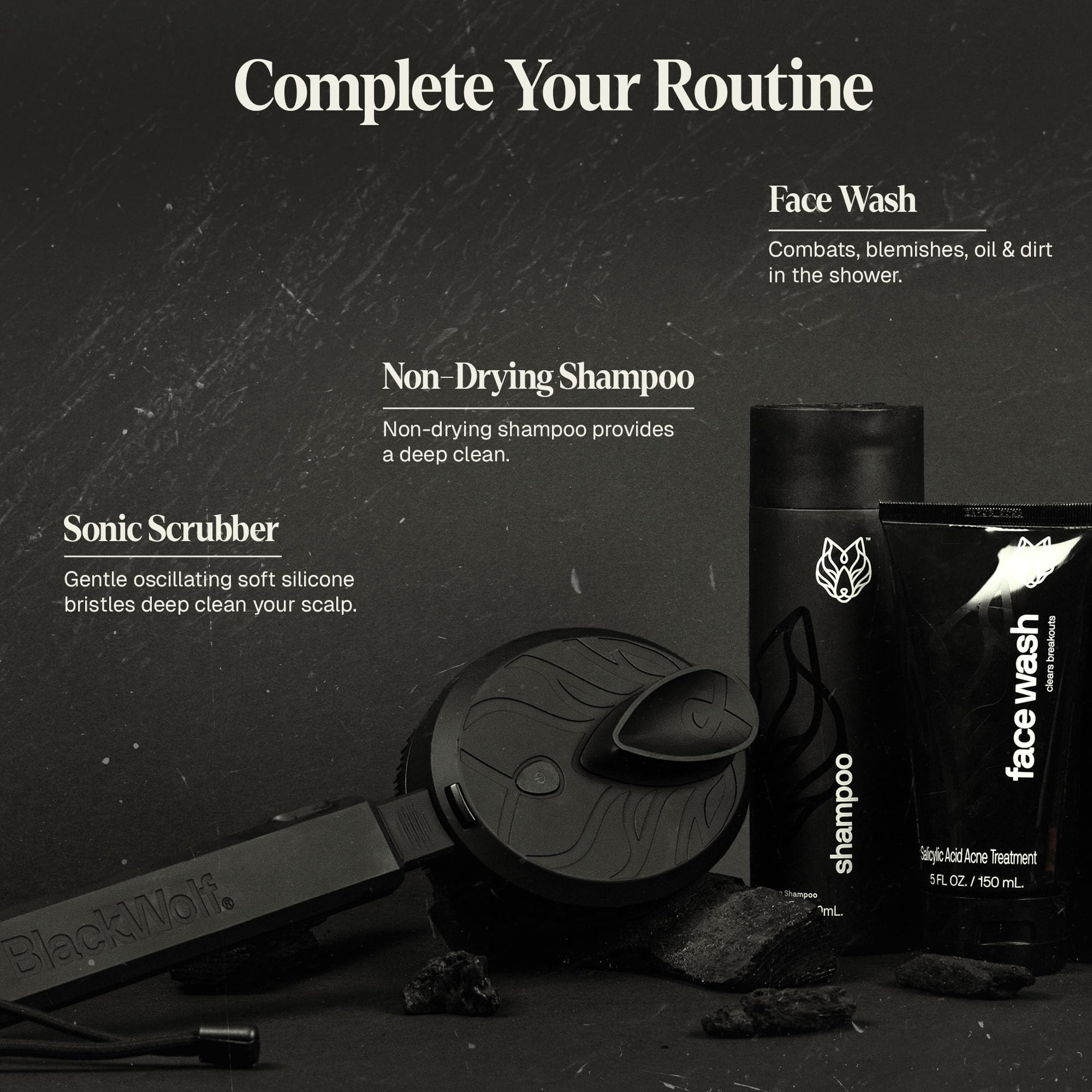 Routine quotidienne Black Wolf, duo pratique et économique.