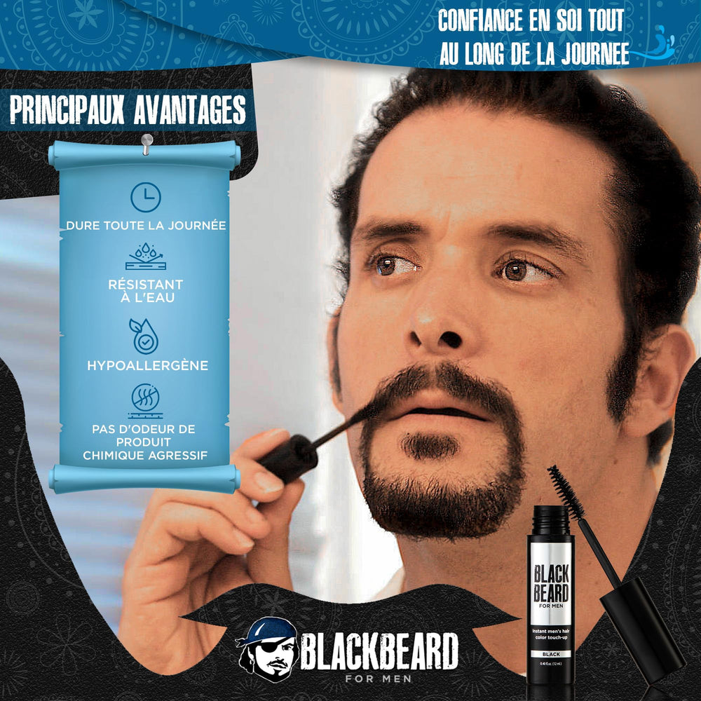 Blackbeard for Men – moustache et sourcils teinte hypoallergénique pour un look net.