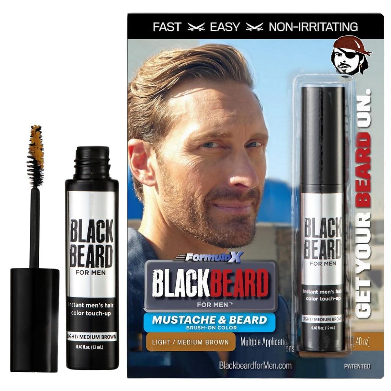 BLACKBEARD FOR MEN montre la teinte barbe instantanée pour une apparence naturelle.
