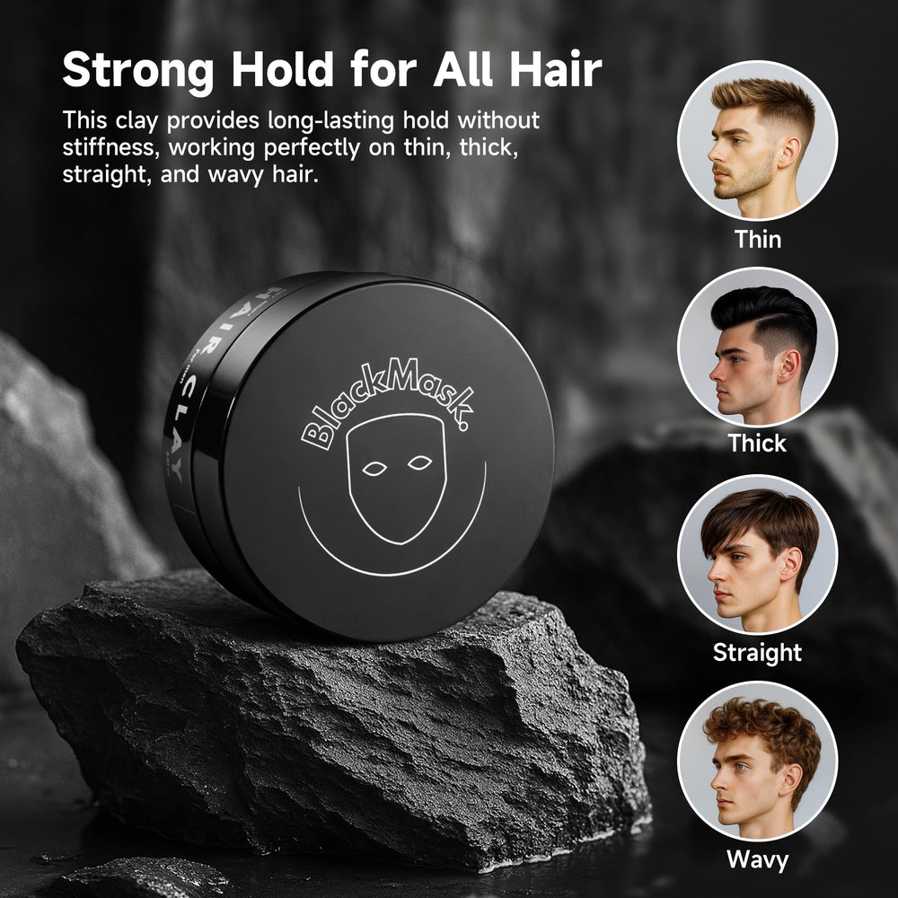 BlackMask Hair Clay finition matte sans reflet pour un style discret