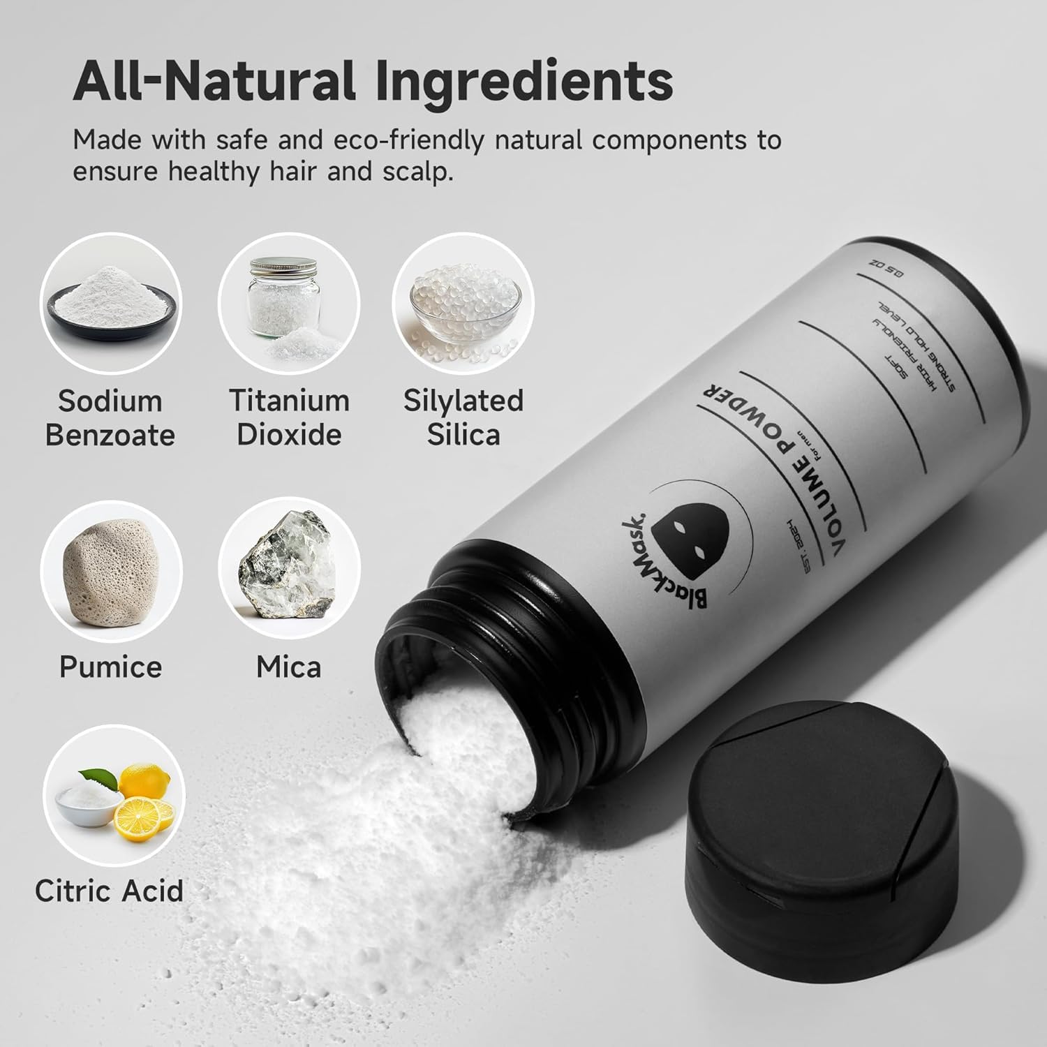 BlackMask Poudre naturelle: ingrédients sûrs et respectueux du cuir chevelu