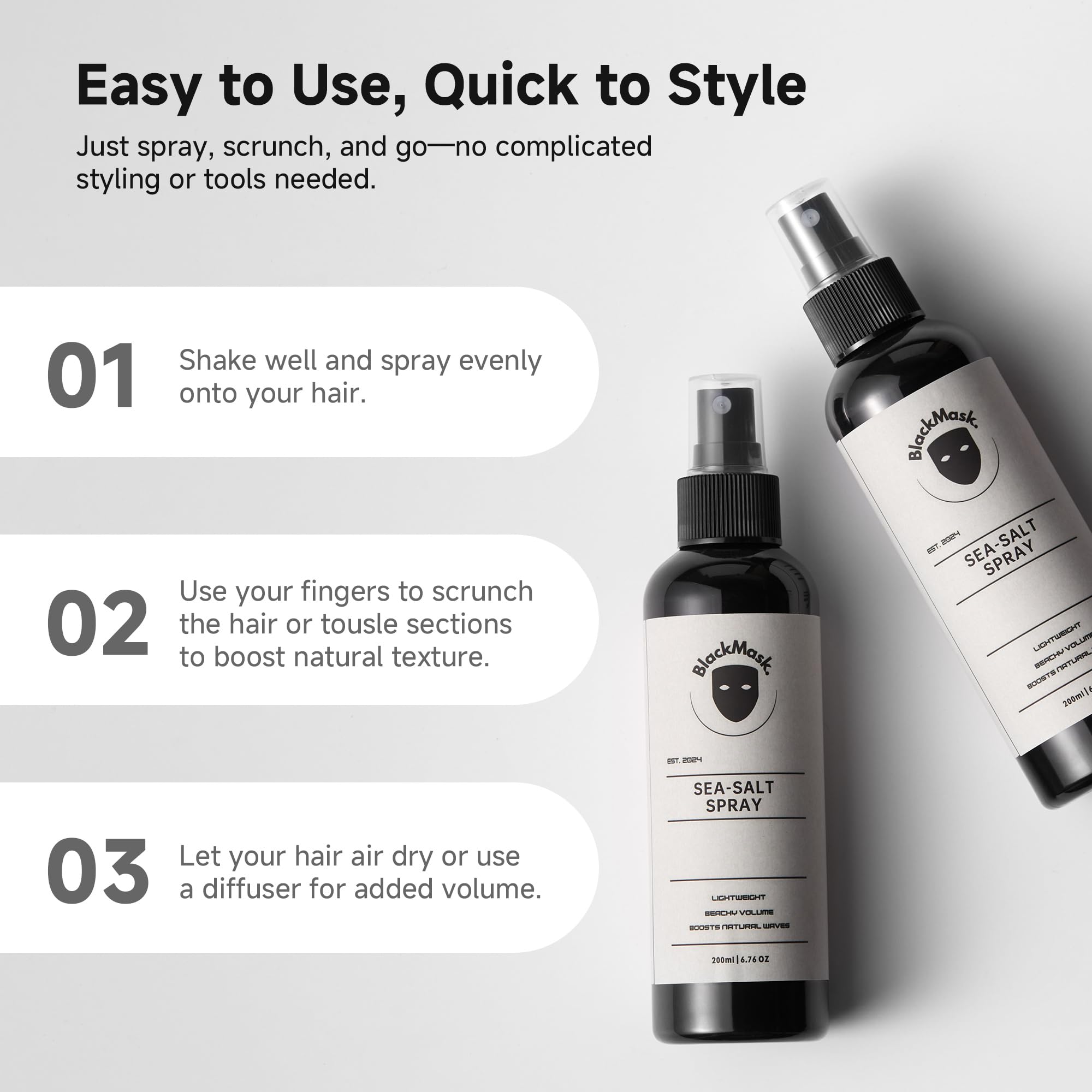 BlackMask spray sel de mer - efficace après soleil ou mer.