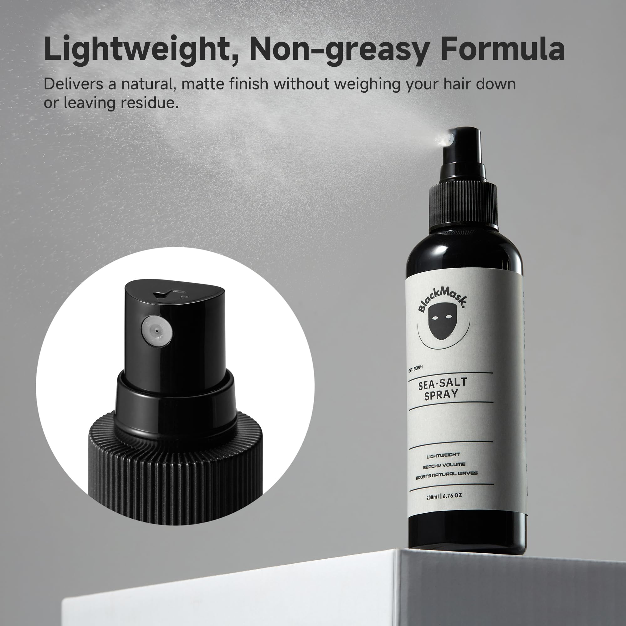 BlackMask spray sel de mer - utilisation quotidienne facile et rapide.
