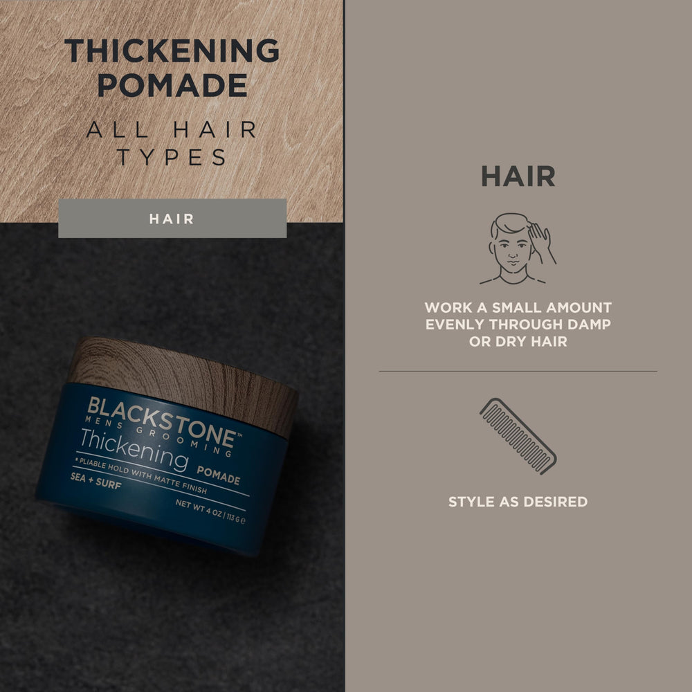 Blackstone matte finish pomade for a natural, low-shine look.