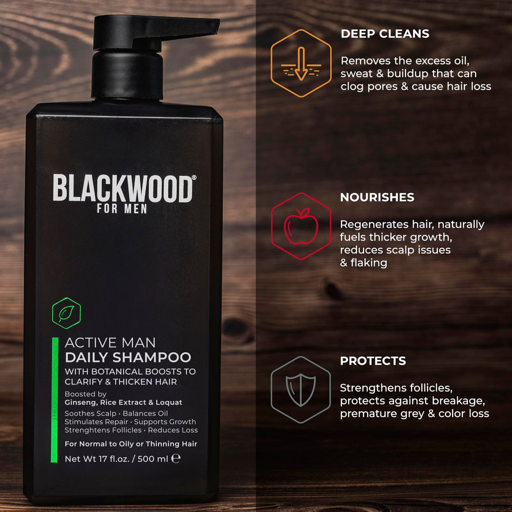 Extraits de ginseng et d’aloe vera présents dans le shampooing Blackwood pour hommes.