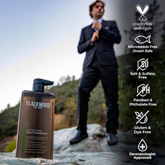 Sensation fraîche grâce au menthol dans le shampooing quotidien Blackwood.