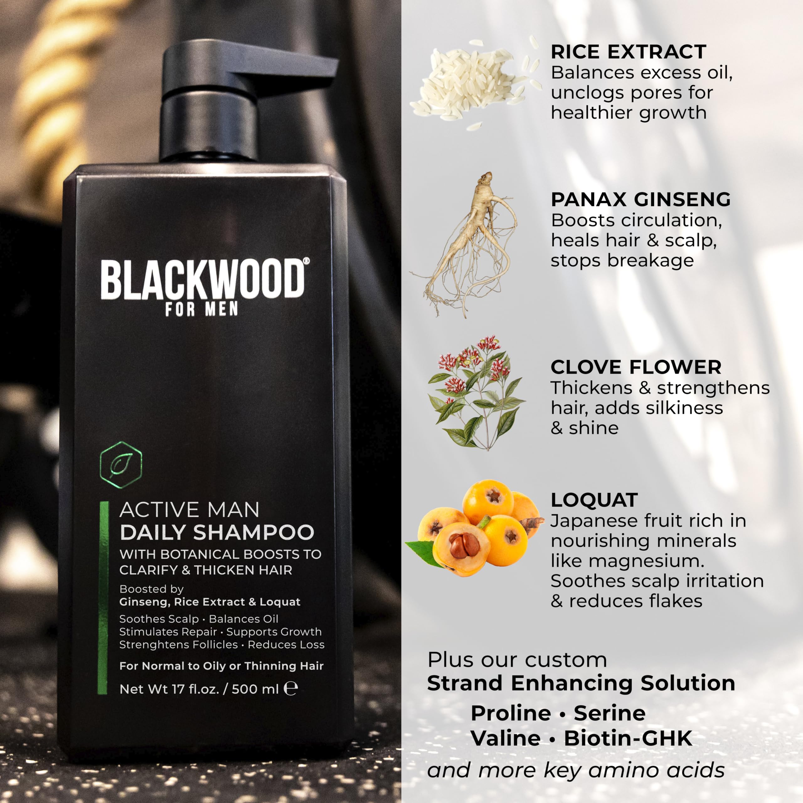 Soins du cuir chevelu délicats fournis par la formulation naturelle de Blackwood.