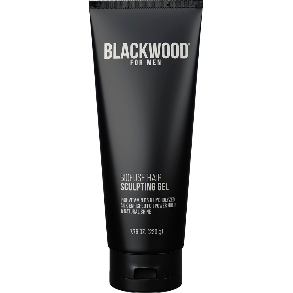 Gel BioFuse Blackwood For Men dans sa bouteille, tenue légère et durable.