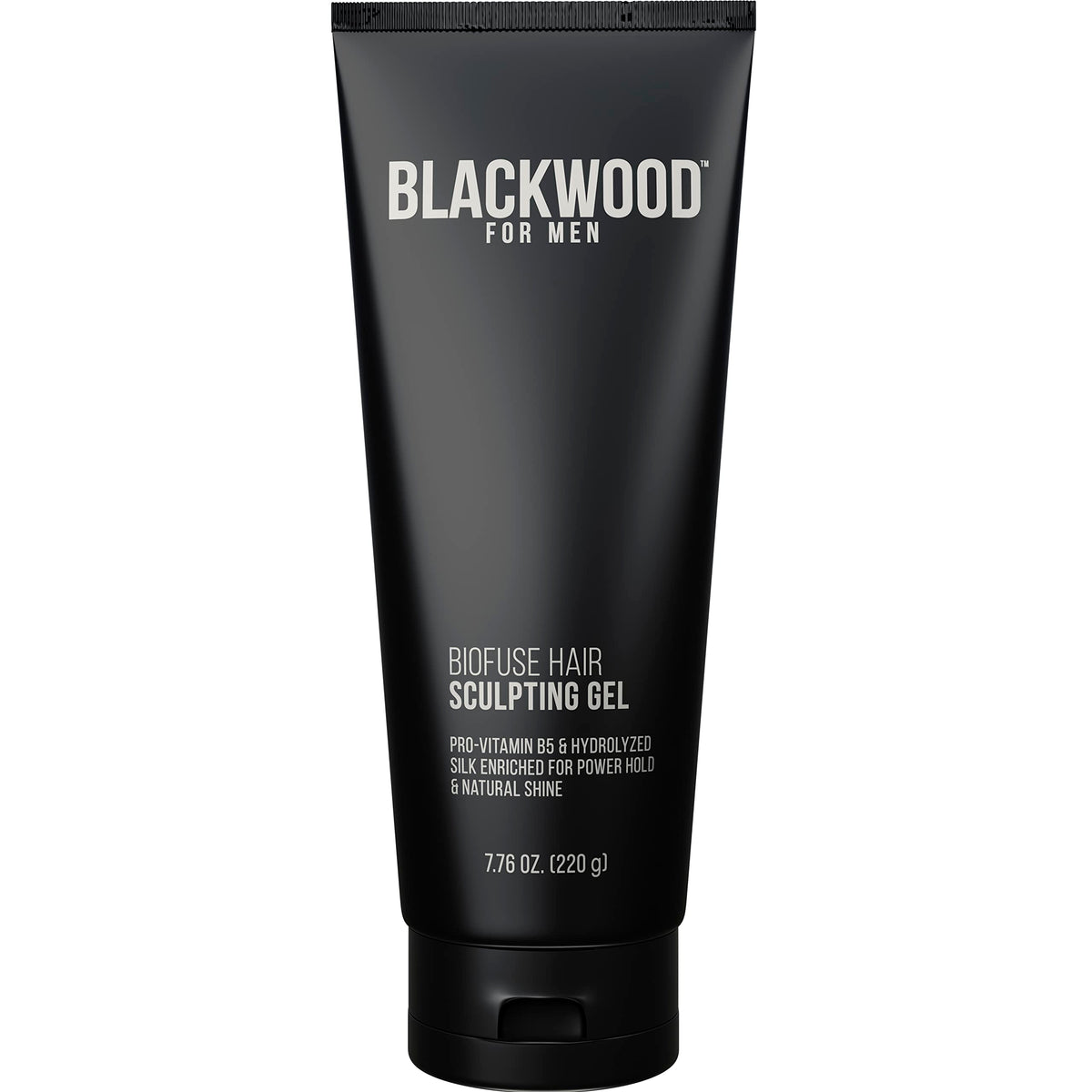 Gel BioFuse Blackwood For Men dans sa bouteille, tenue légère et durable.