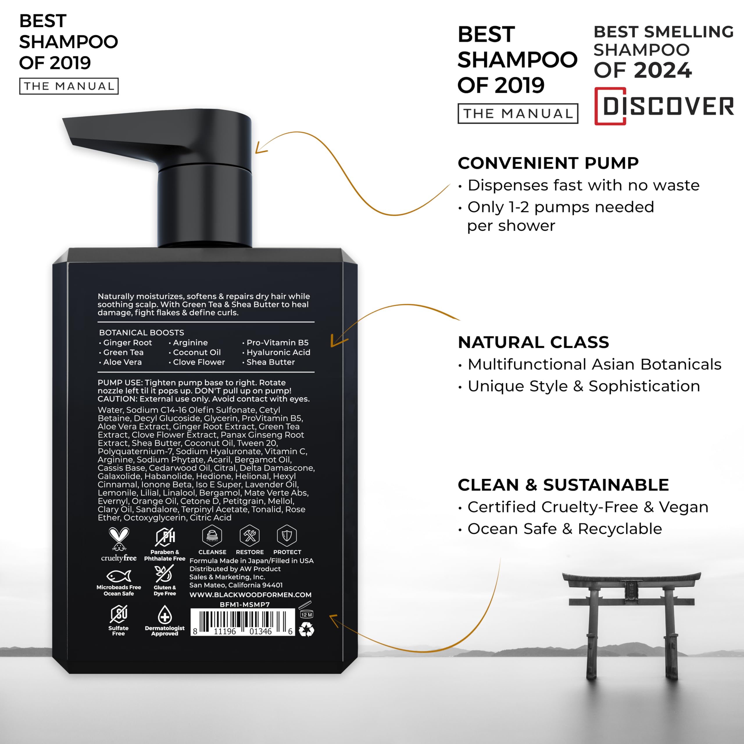 Blackwood For Men Hydroblast – etiquette indiquant une formule végane et sans sulfates.