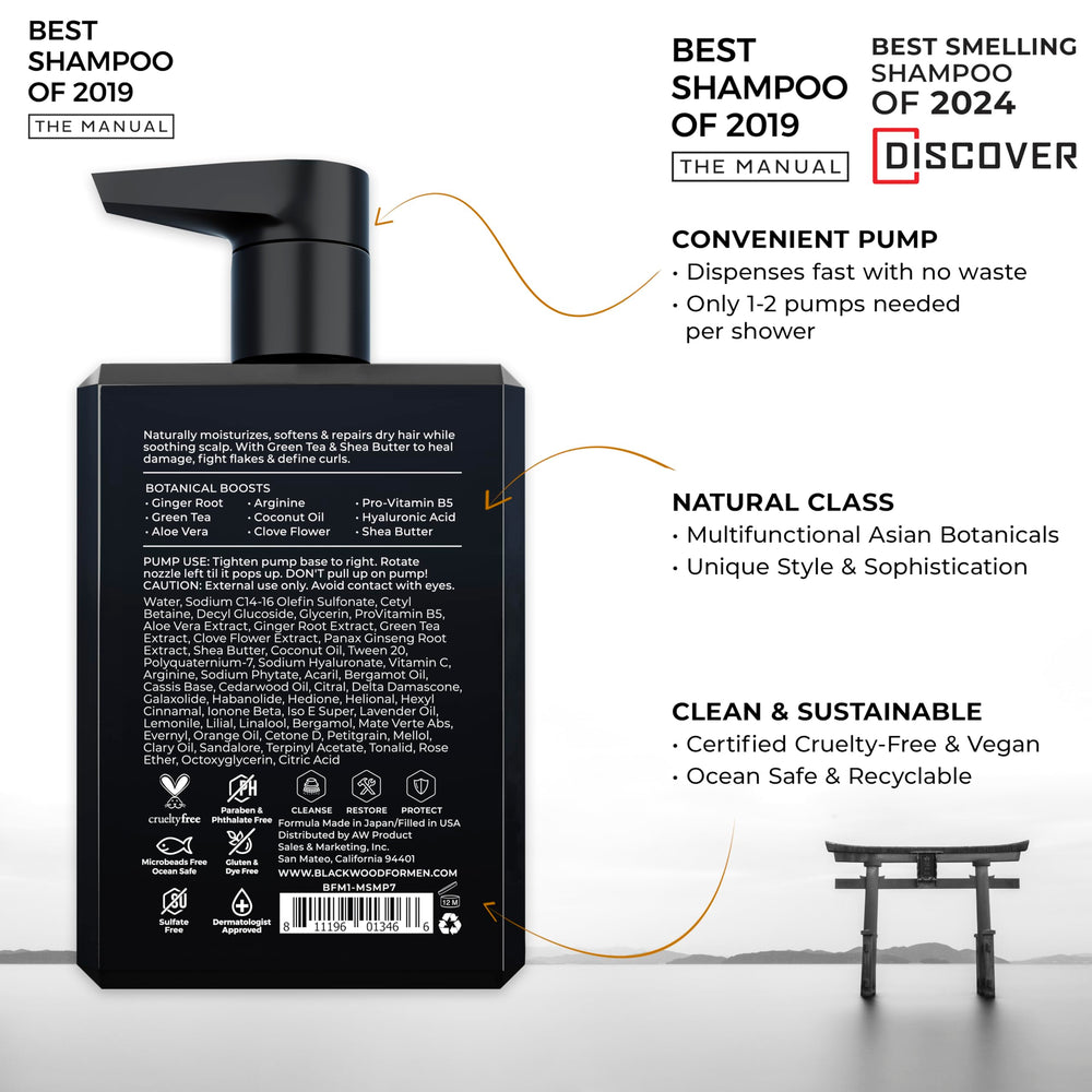 Blackwood For Men Hydroblast – etiquette indiquant une formule végane et sans sulfates.