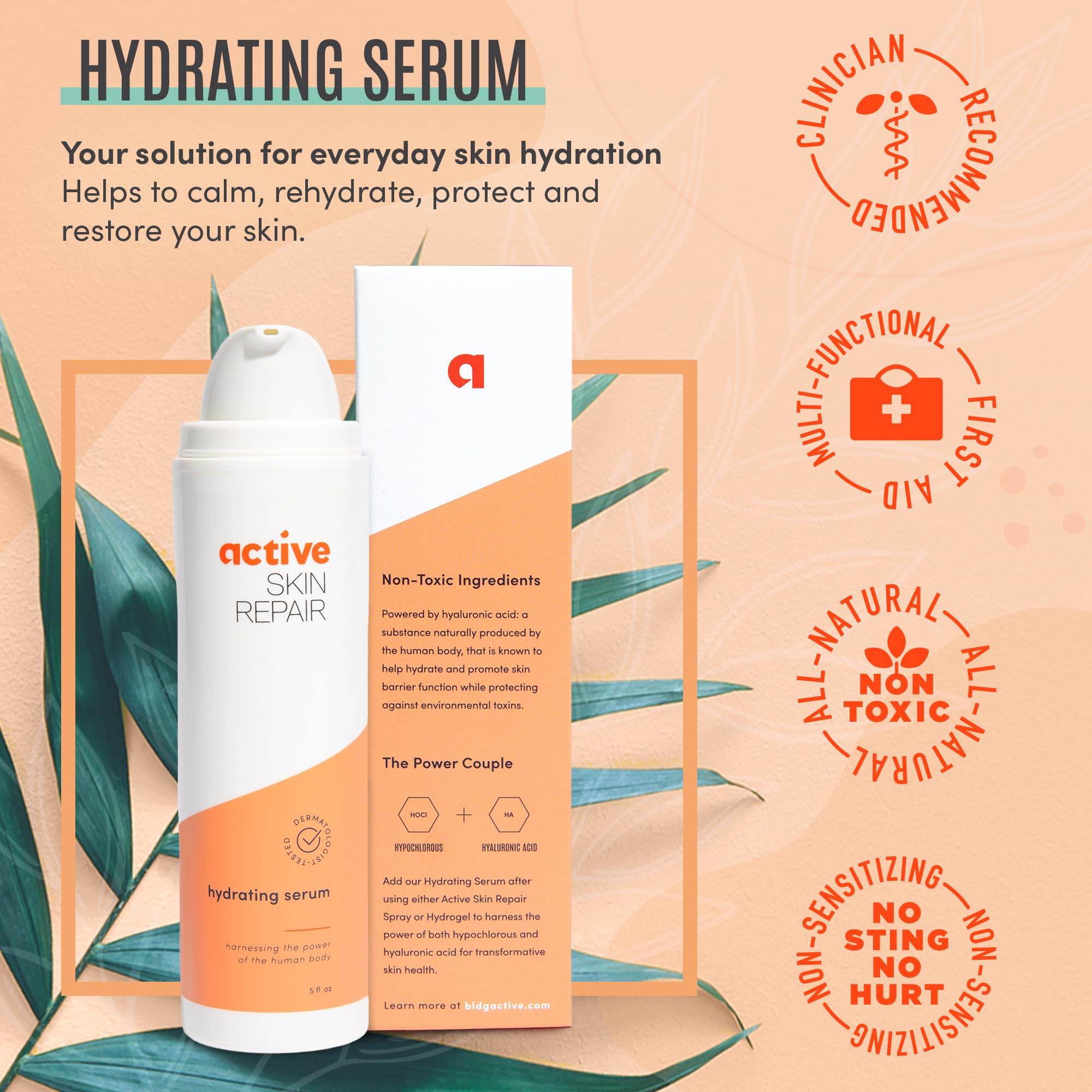 BLDG ACTIVE sérum : application sur peau, absorption rapide et douceur.