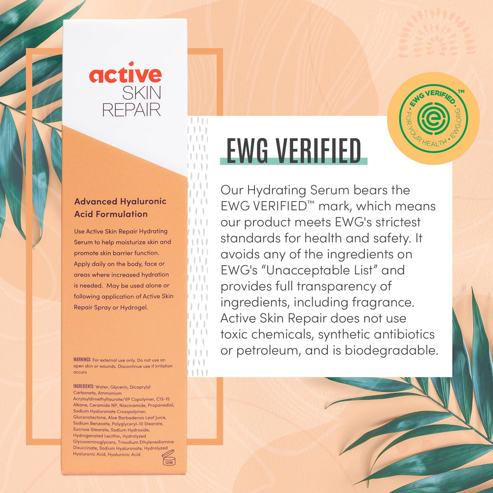 BLDG ACTIVE sérum : étiquette certifiée EWG pour sécurité et transparence.