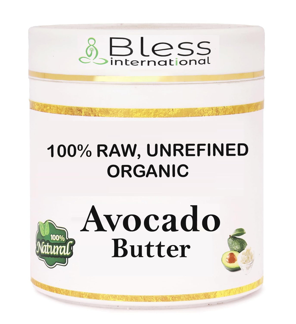 Beurre d'avocat cru Bless International pour le visage, hydratation douce et naturelle