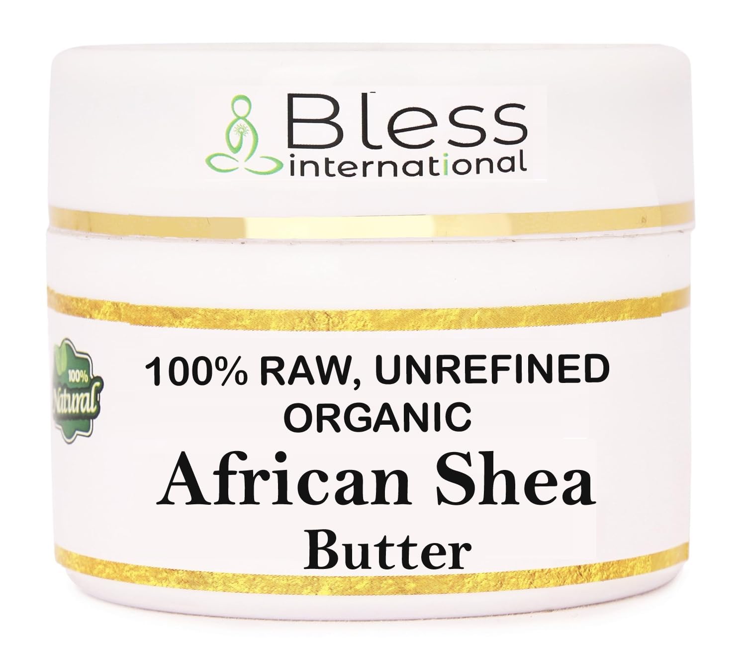 Beurre karité Bless International – pot ouvert et texture riche pour l'hydratation du visage