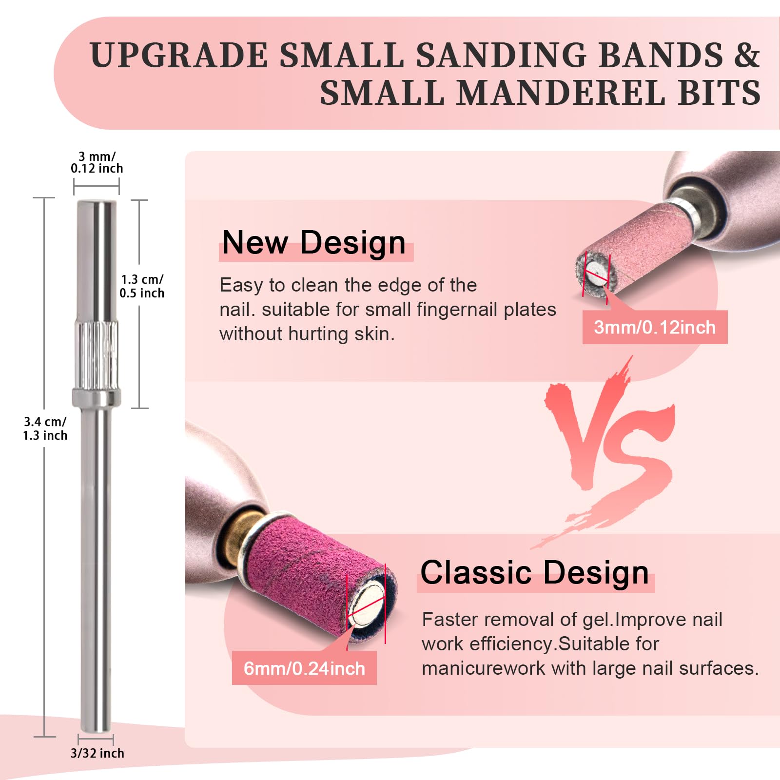 Bandes abrasives BLESWIN grain 150 rose pour préparation rapide des ongles.