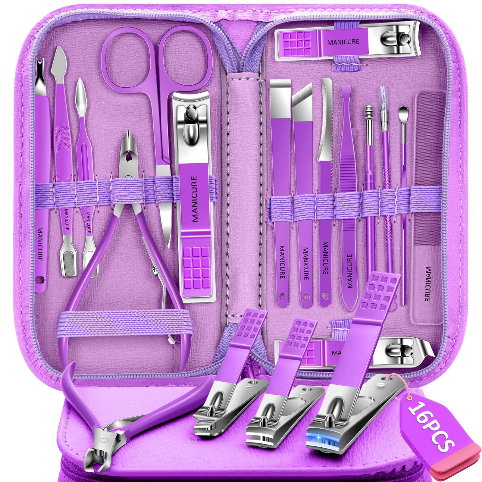 Kit BLESWIN manucure-pédicure 16 pièces avec étui voyage pratique.