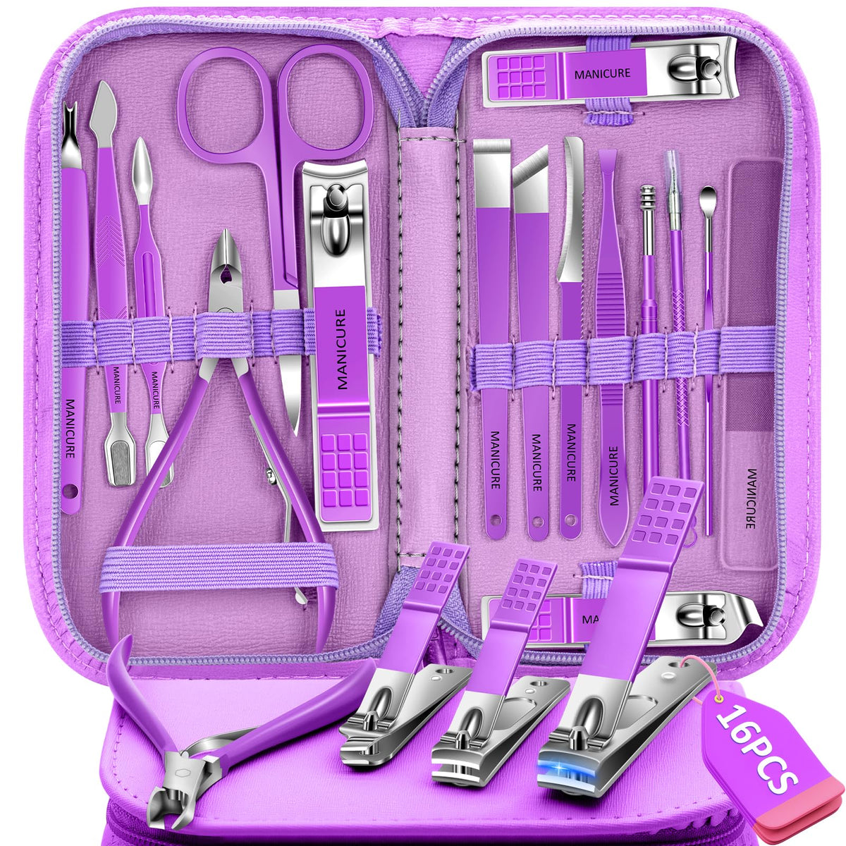 Kit BLESWIN manucure-pédicure 16 pièces avec étui voyage pratique.