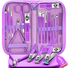 Kit BLESWIN manucure-pédicure 16 pièces avec étui voyage pratique.