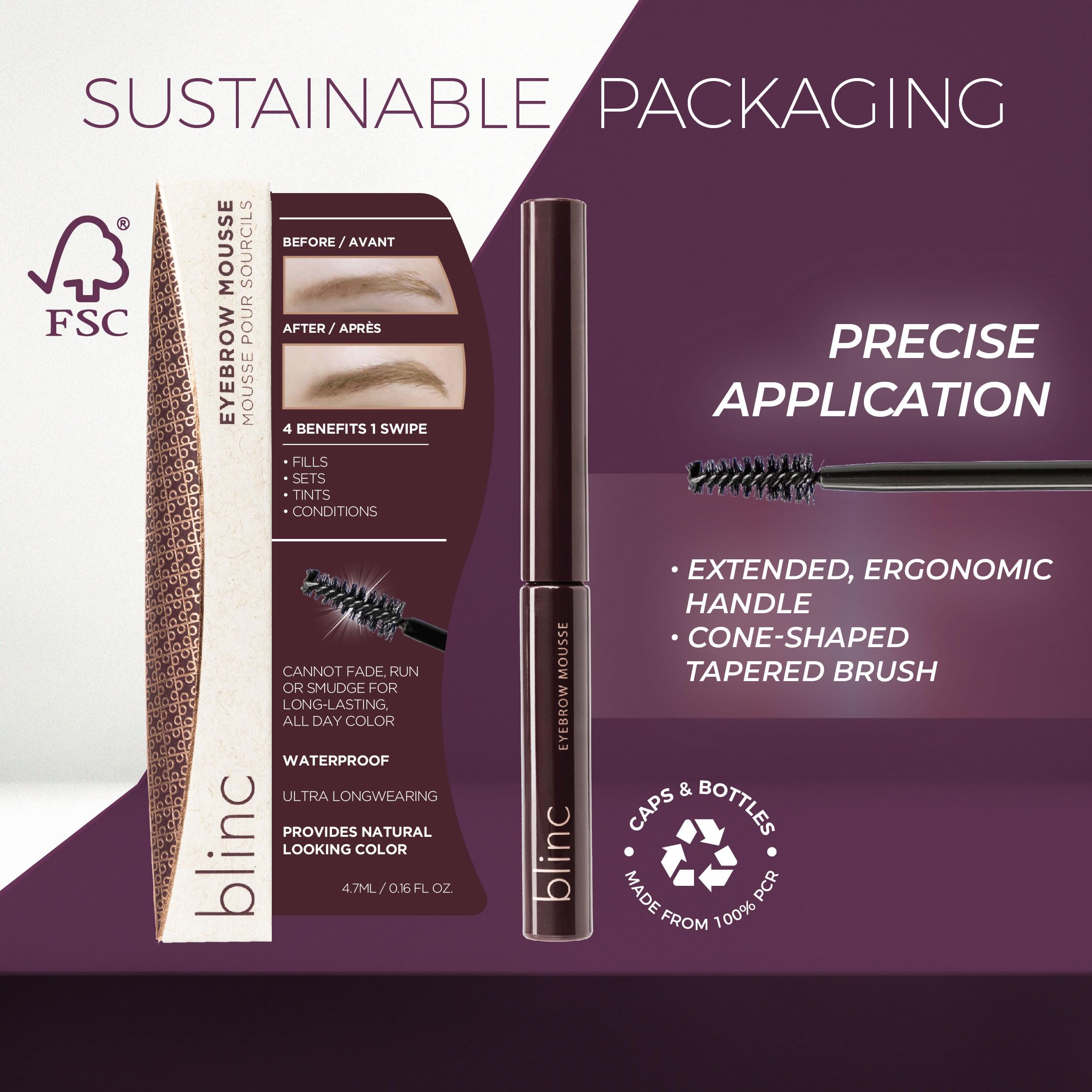 Blinc Mousse Sourcils six nuances pour une teinte naturelle.