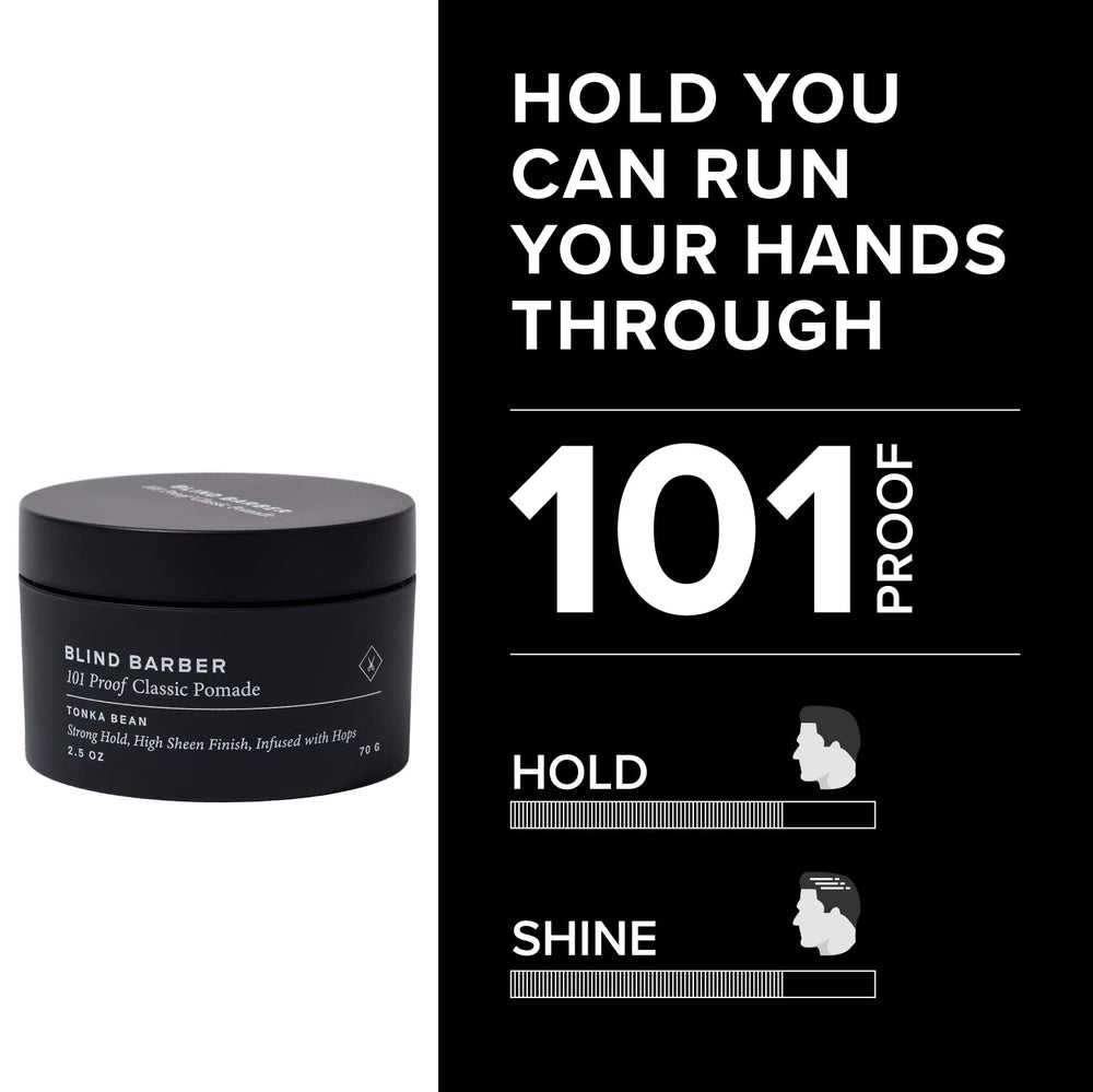 Blind Barber 101 Proof: main appliquant la pomade pour un look soigné.