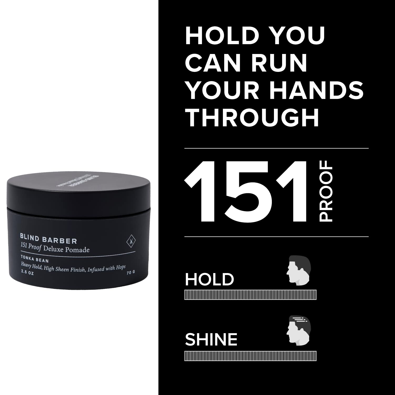 Blind Barber 151 Proof Deluxe Pomade – brillance élevée pour une apparence classique et nette