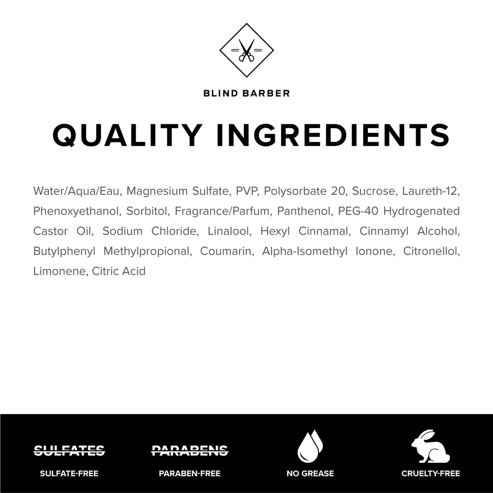 Packaging closeup of Blind Barber 40 Proof Sea Salt Spray