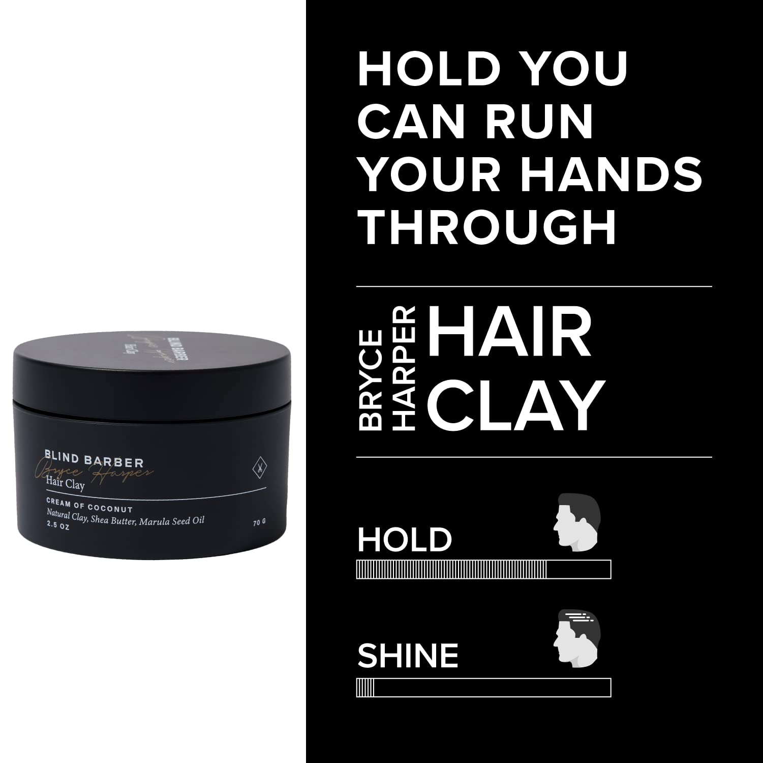 Blind Barber Bryce Harper contrôle l'huile grâce au kaolin pour roots mieux définis.