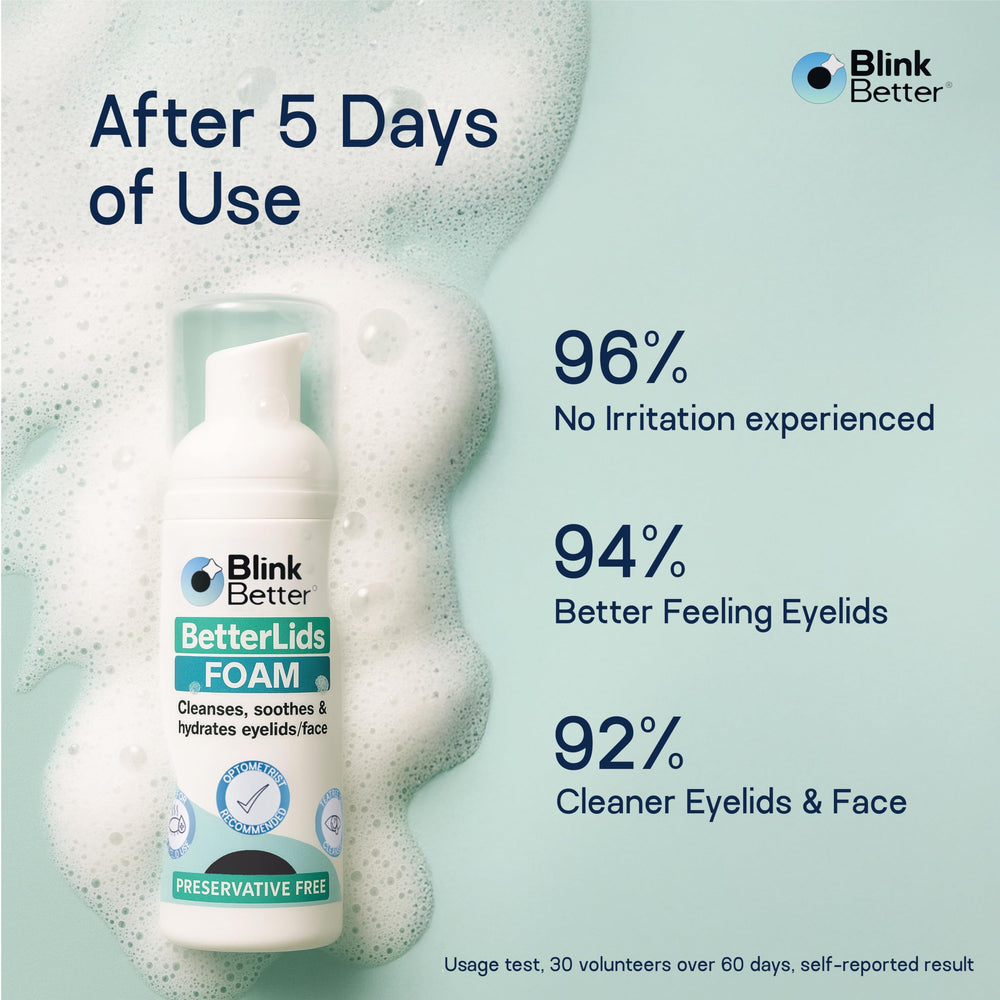 BlinkBetter lavage doux paupières et cils sans alcool ni savon agressif.