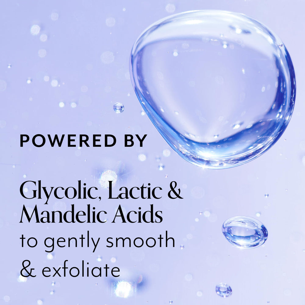 Bliss 10 pourcent acides alpha-hydroxylés exfolie en douceur et uniformise le teint.