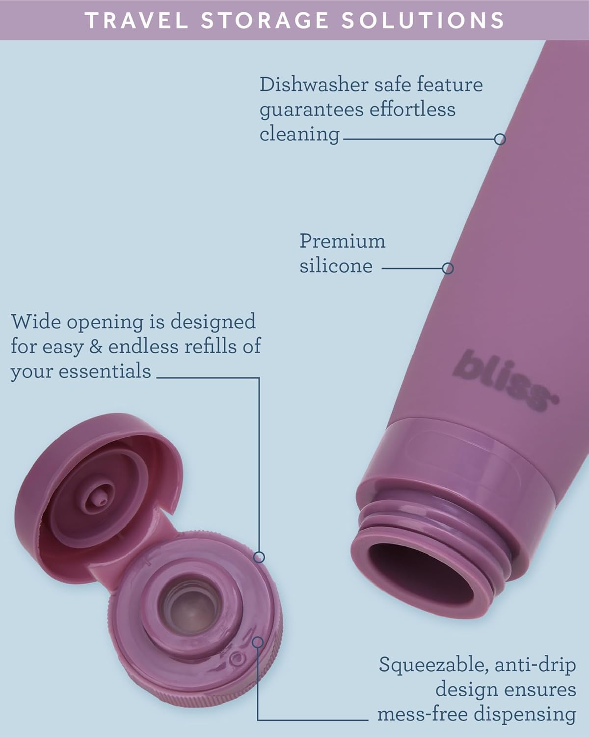 Bliss bouteille-bain-bouche voyage: conserve le bain de bouche sans fuite.