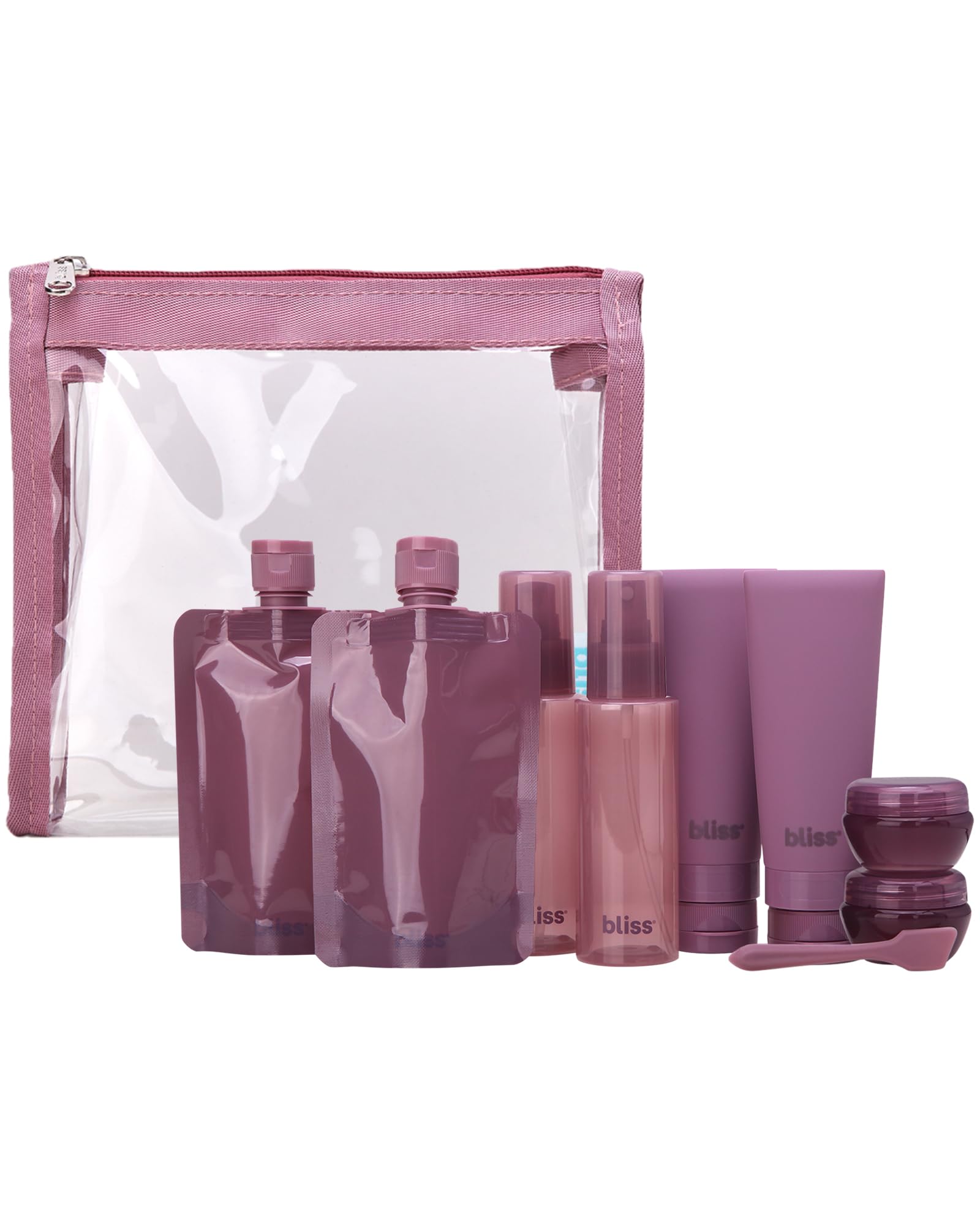Bliss bouteilles pompe voyage: rangement fiable pour shampoing et soins sans fuite.