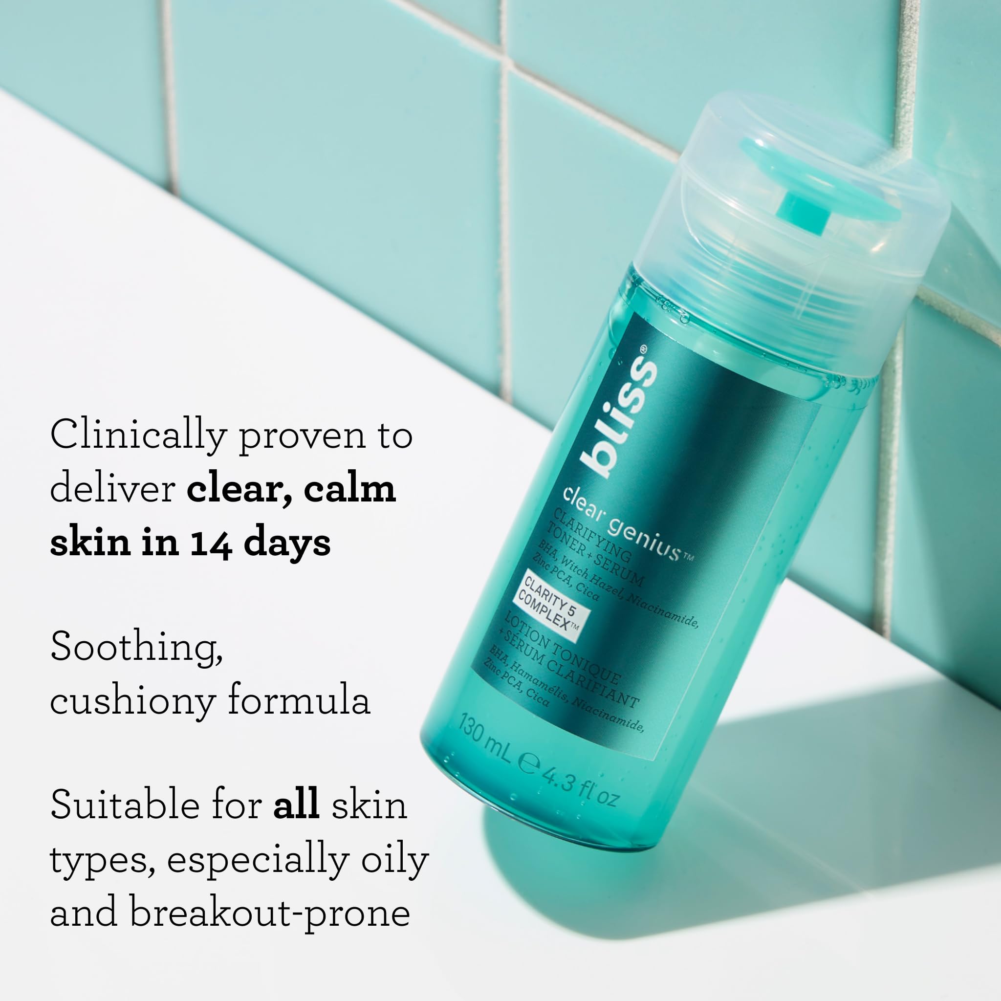 Bliss Clear Genius ingrédients Clarity 5 pour calmer et purifier.