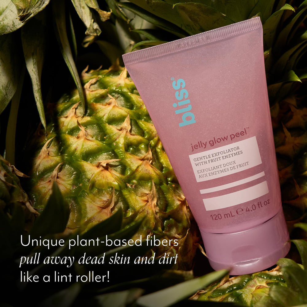 Bliss Jelly Glow Peel : enzymes-fruits visibles, exfoliation naturelle douce.