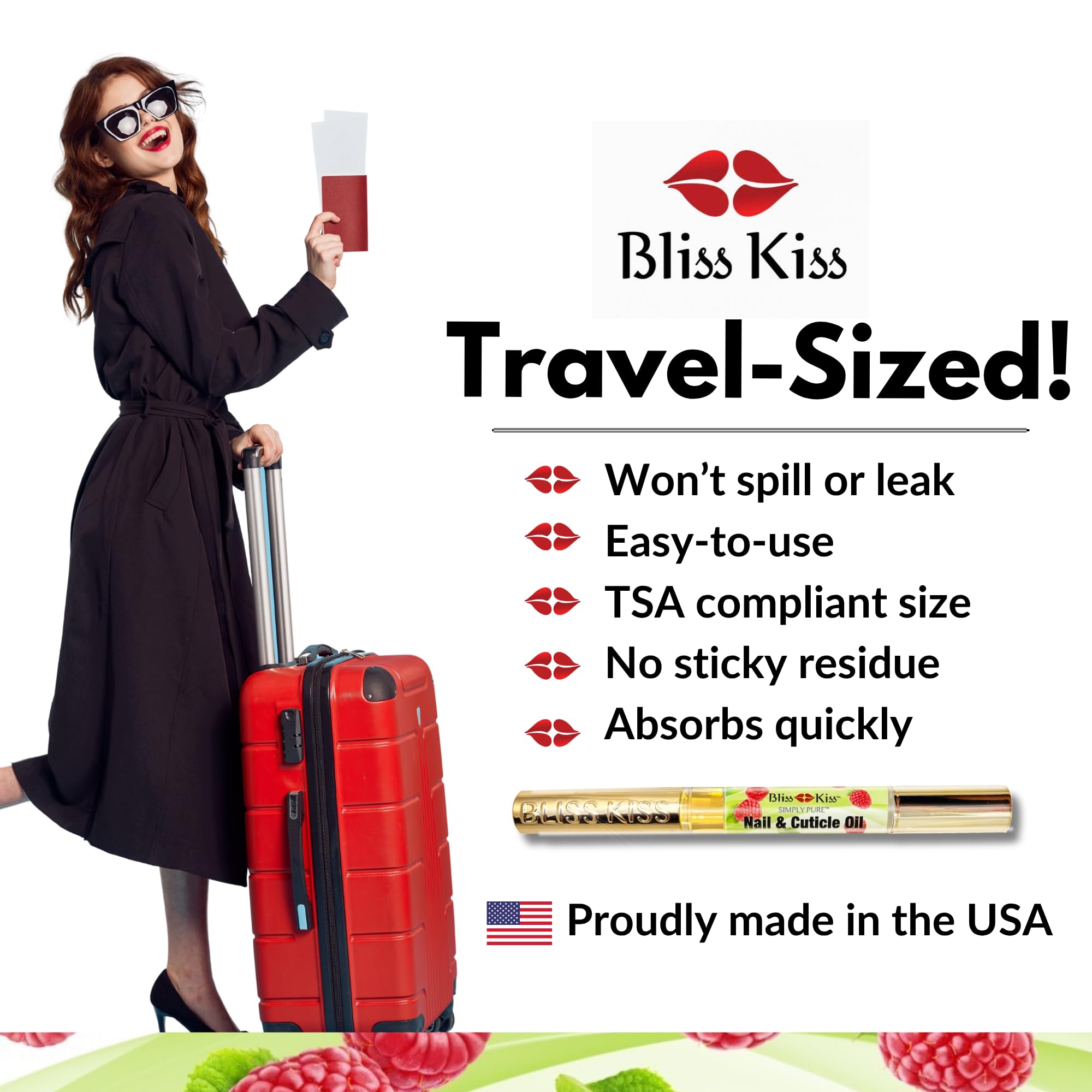Bliss Kiss huile cuticule jojoba — hydratation durable pour ongles soignés