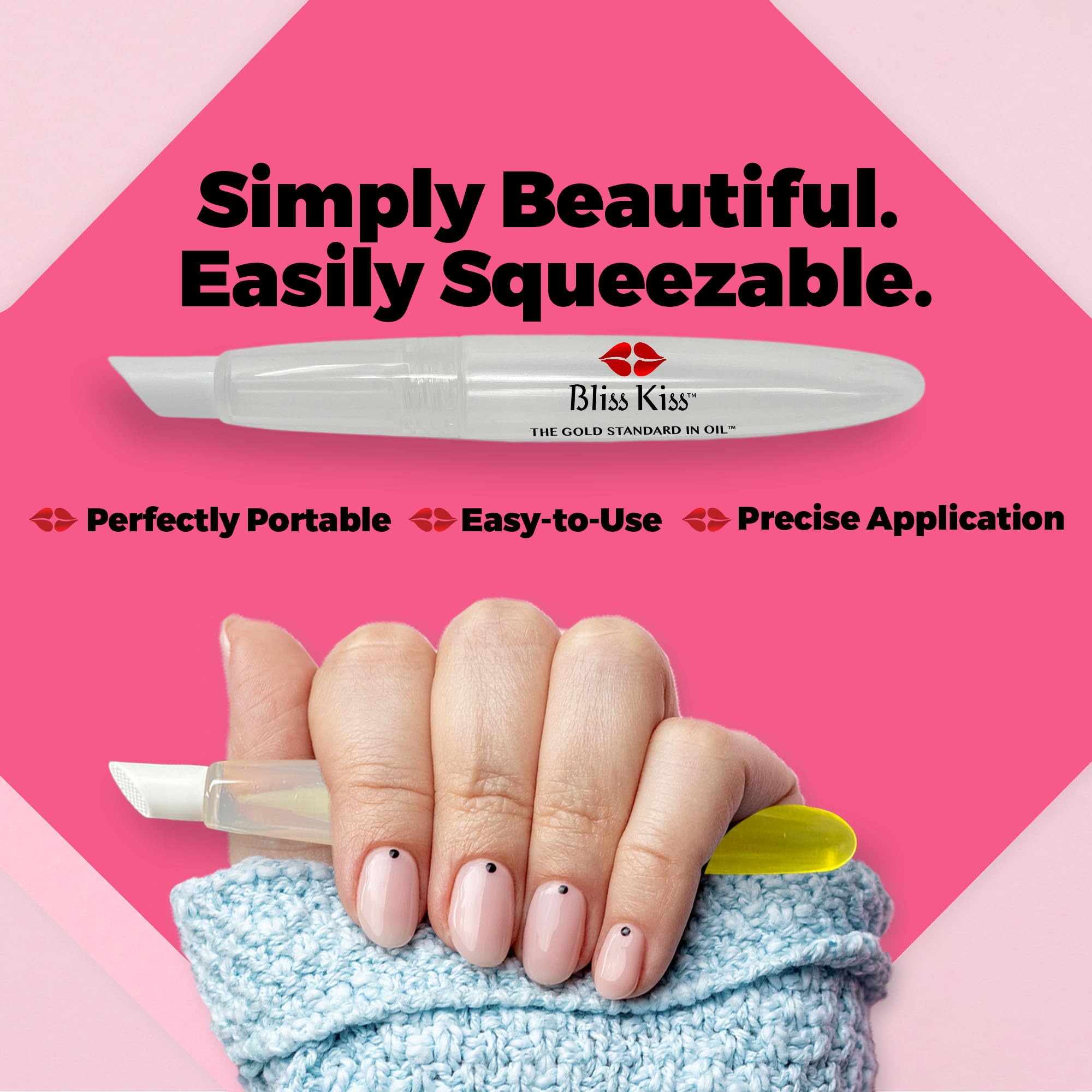 Bliss Kiss application précise sur cuticules grâce à la brosse fine.
