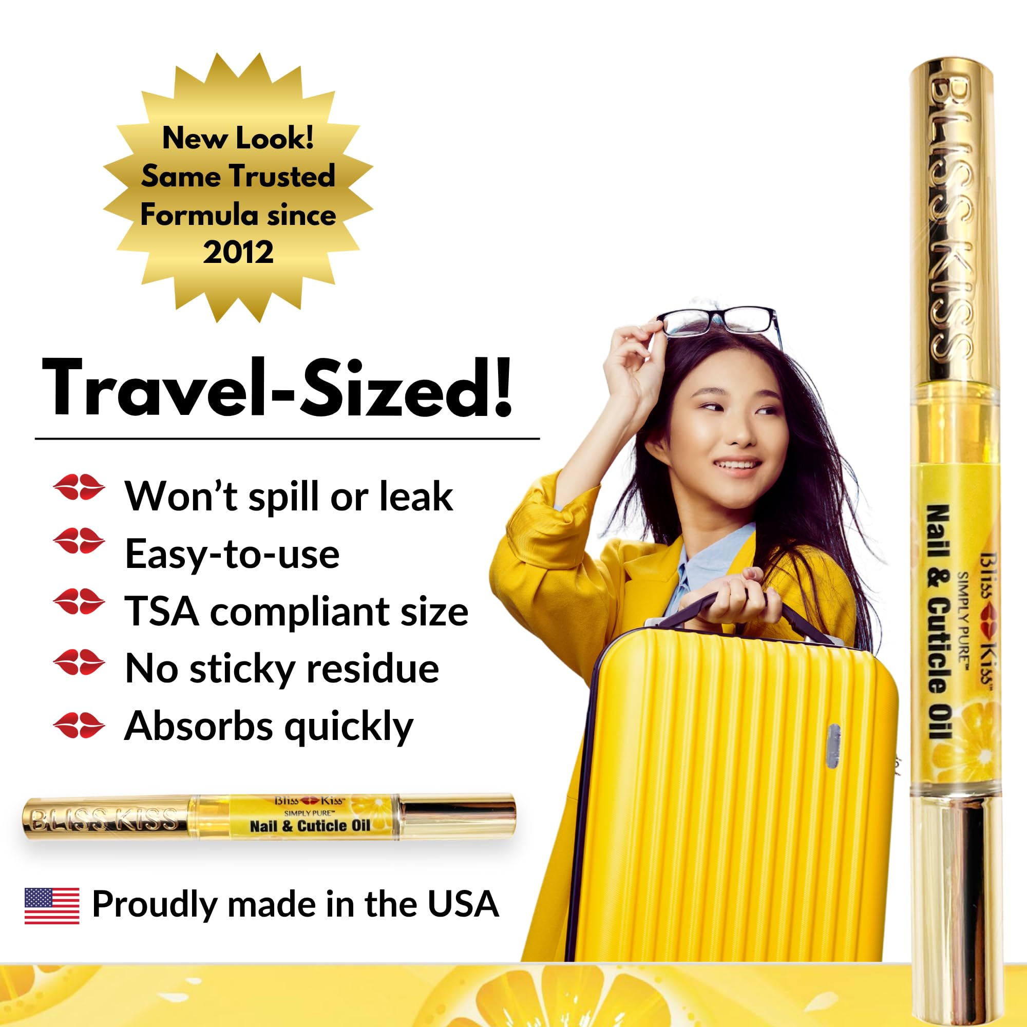 Bliss Kiss Format-poches-pour-voyage, pratique pour retouches en déplacement.