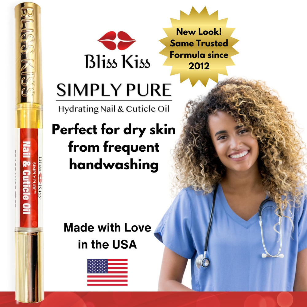 Hydratation des cuticules Bliss Kiss, formulé avec jojoba et vitamine E.