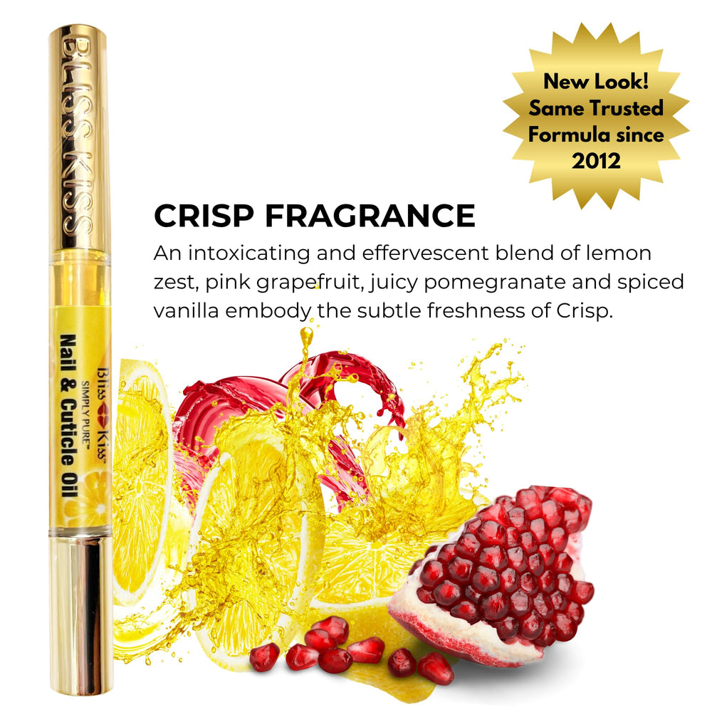 Bliss Kiss Jojoba et vitamine E, ingrédients nourrissants pour ongles et cuticules.