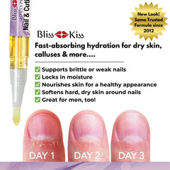 Bliss Kiss huile jojoba vitamine E, nourrit les ongles et cuticules.
