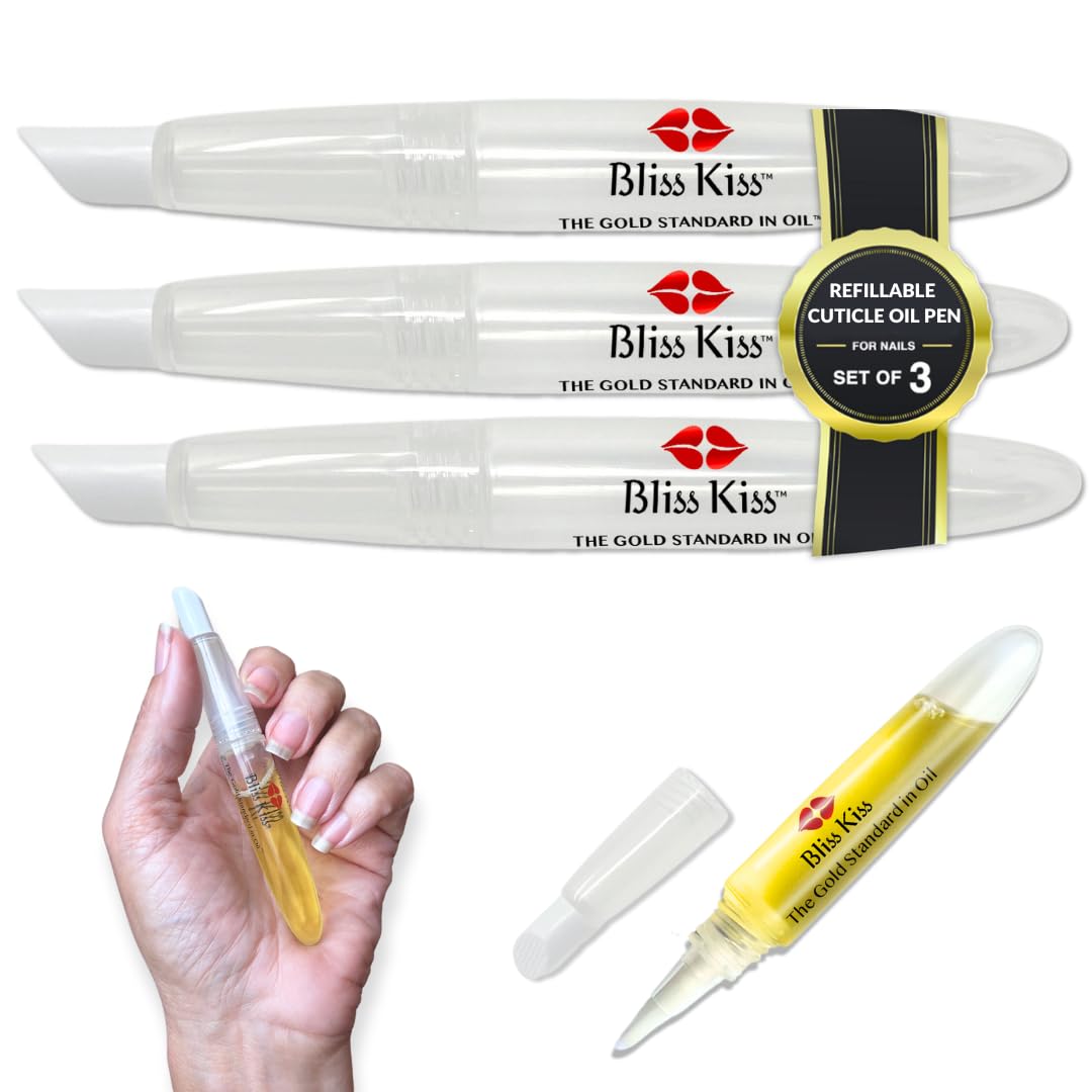 Bliss Kiss stylo huile cuticule remplissable, hydratation précise pour cuticules et ongles.