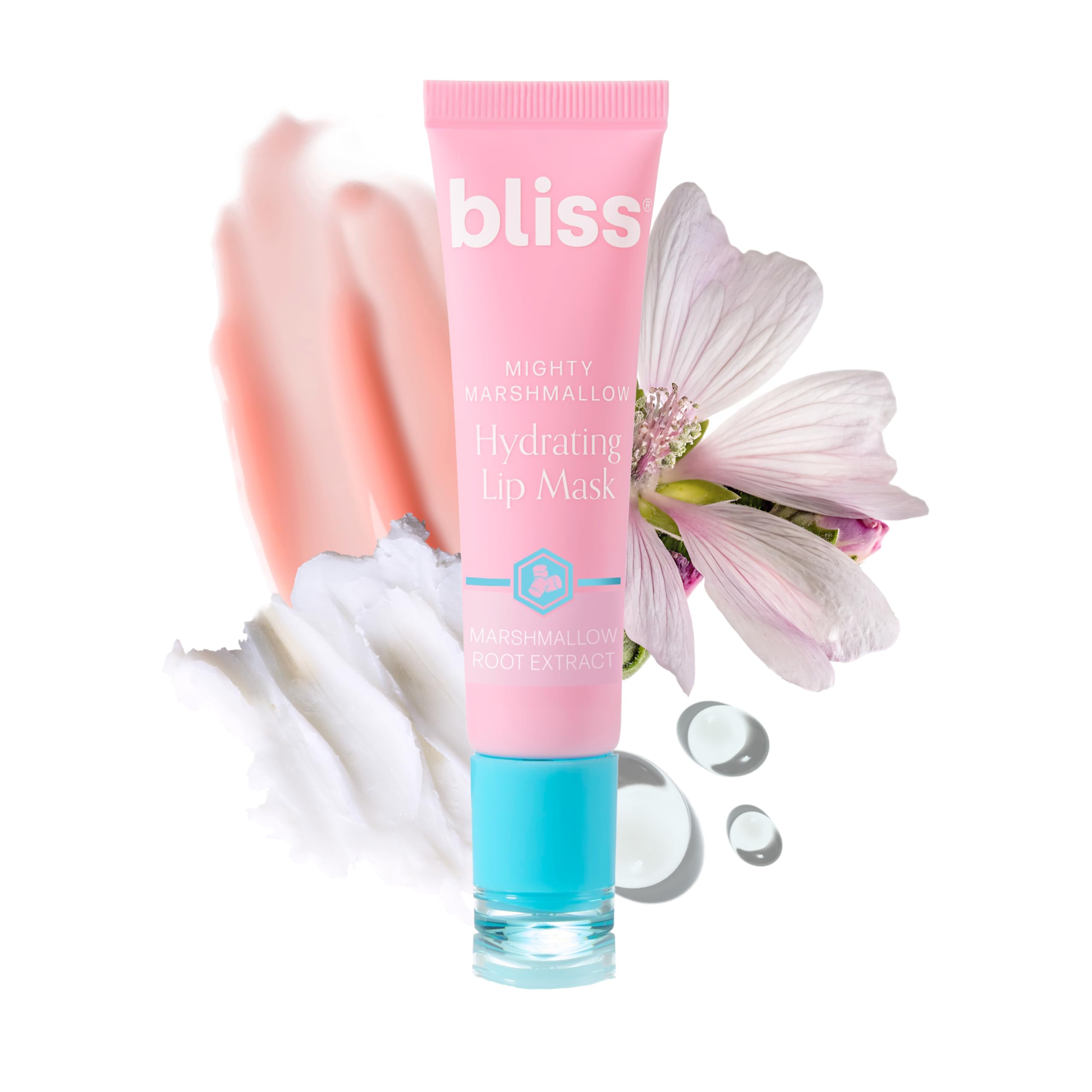 Bliss masque-levres guimauve montrent une texture onctueuse pour hydrater les levres