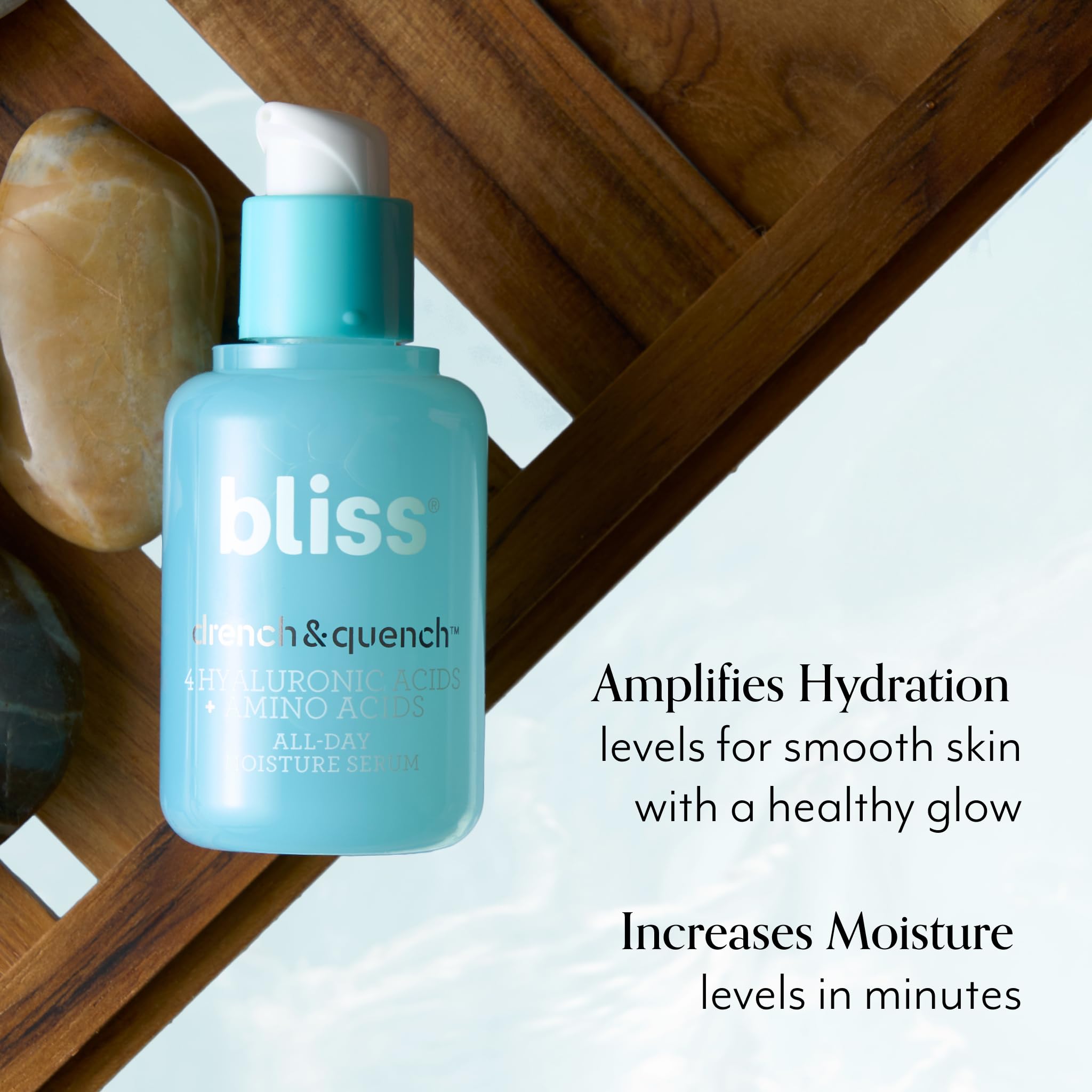 Texture gel légère Bliss, absorption rapide sans résidu gras.