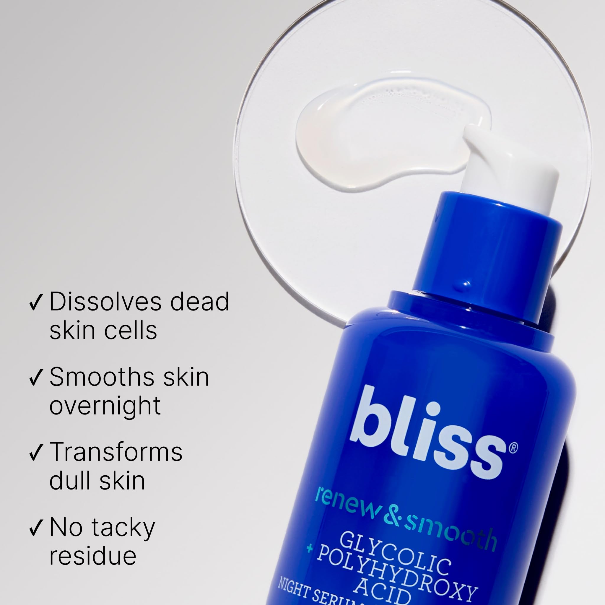 Bliss Sérum Nuit: application douce sur la peau pour lisser.