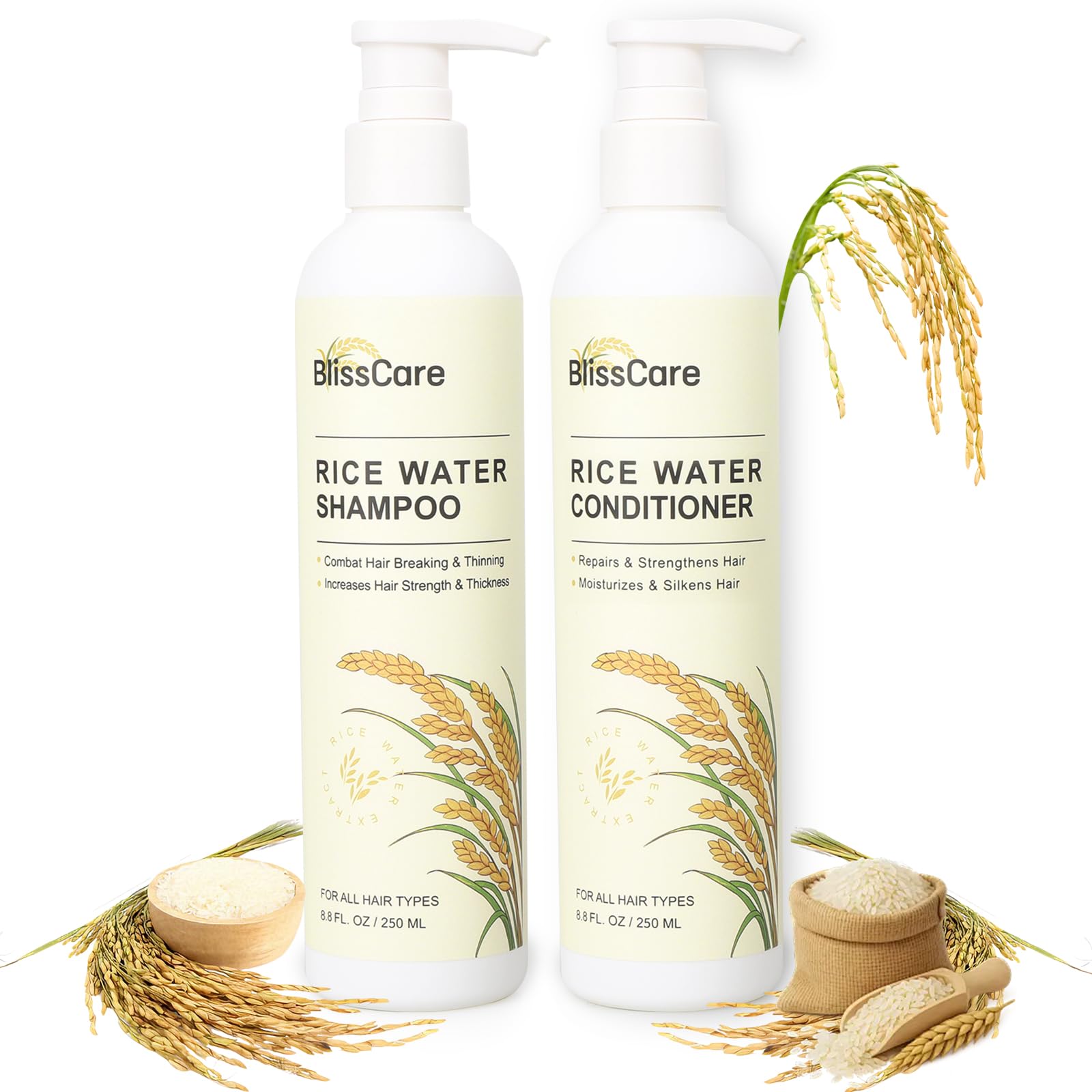 BlissCare Shampoing eau de riz – nettoyage en douceur pour cheveux propres et frais.