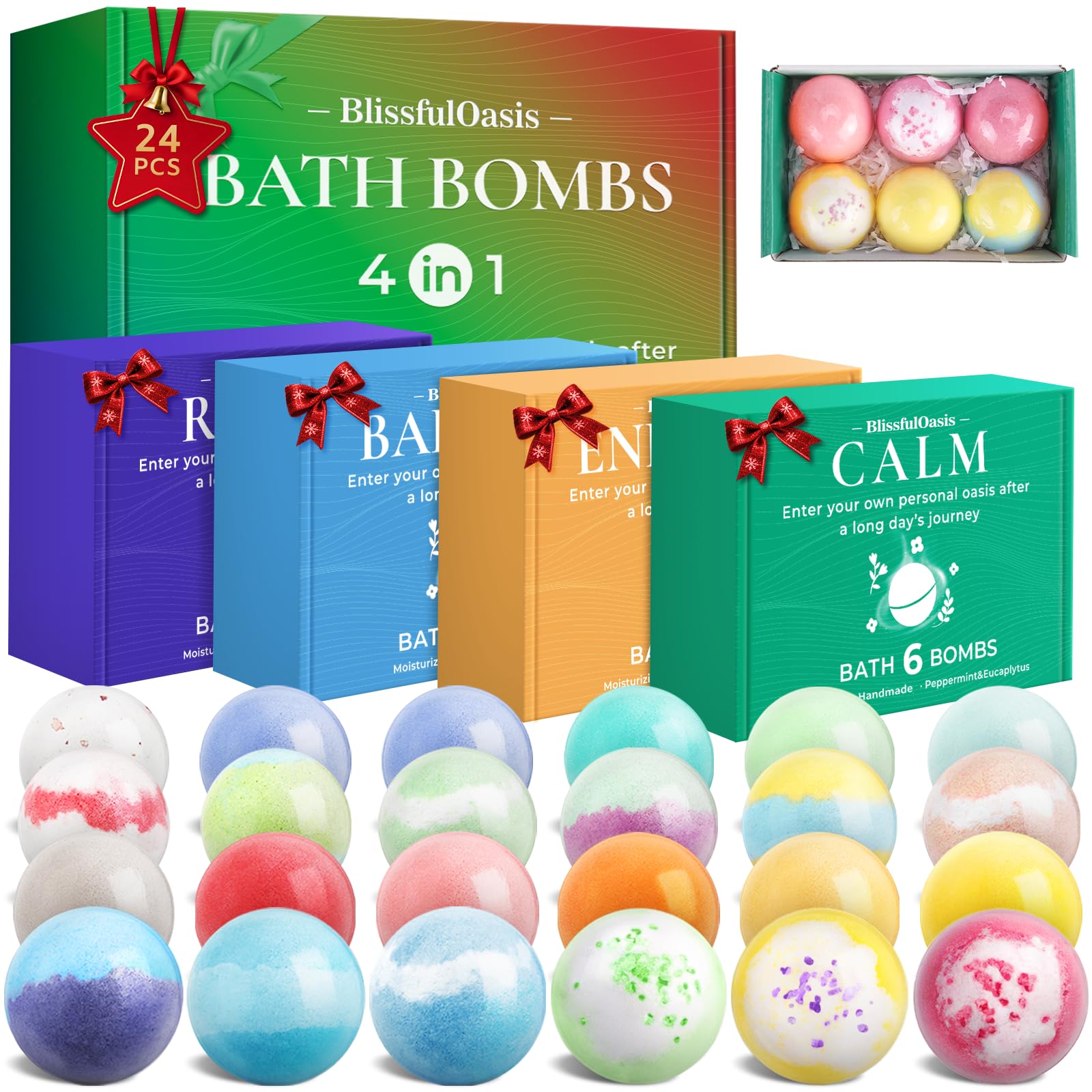 BlissfulOasis ensemble-boules-de-bain-24-pieces, coffret idéal pour une détente à domicile.