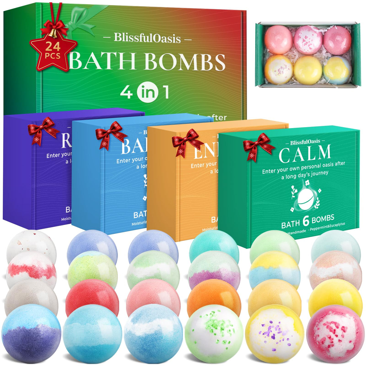 BlissfulOasis ensemble-boules-de-bain-24-pieces, coffret idéal pour une détente à domicile.