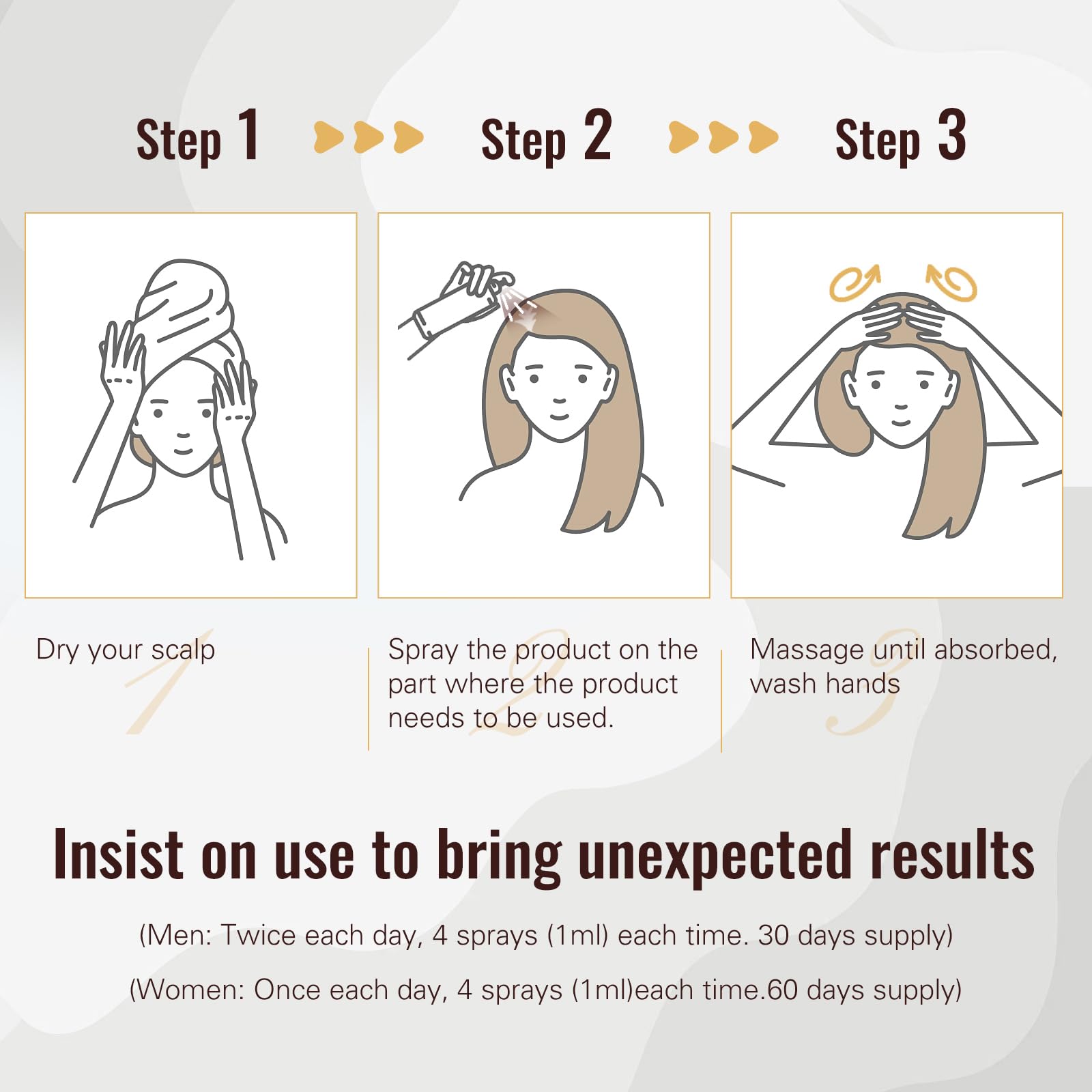 BLISSMATE alcohol-free minoxidil spray improves comfort during application.