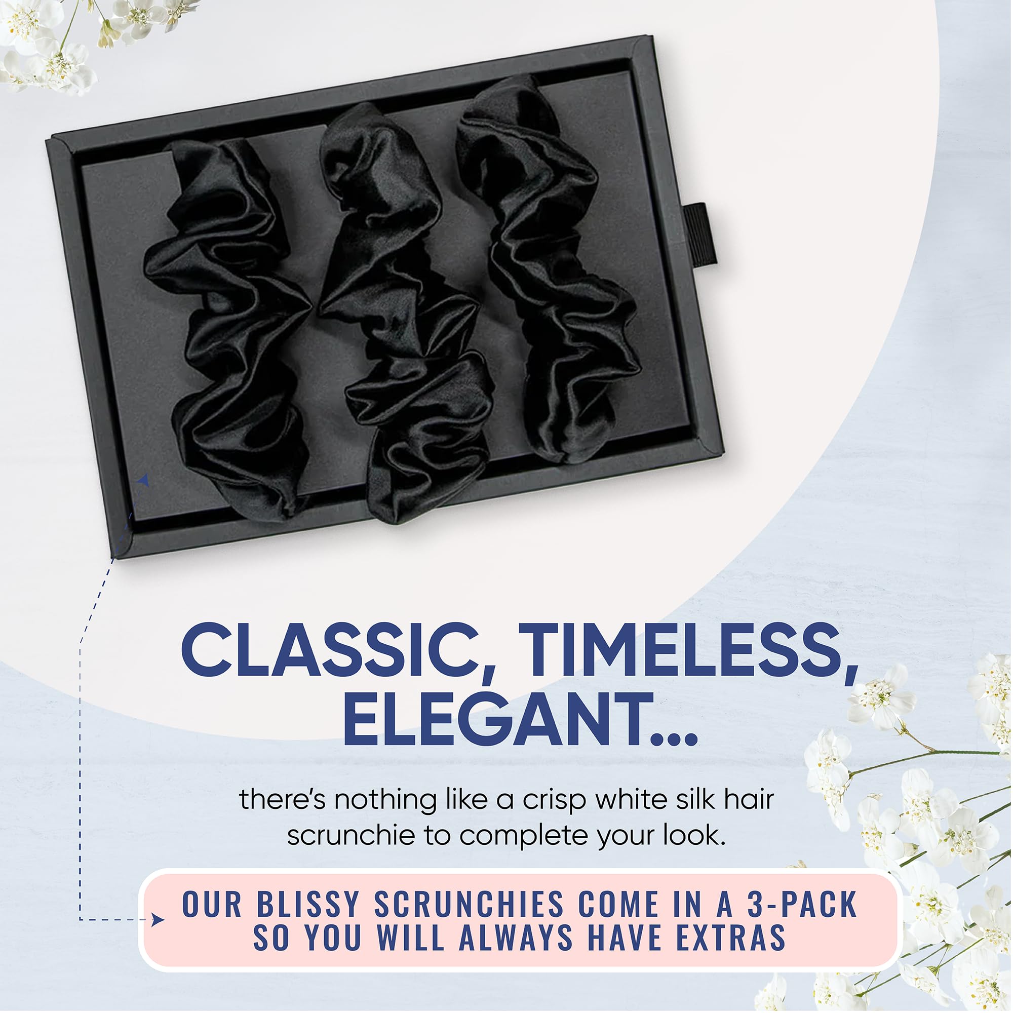 Qualité 22 Momme et 6A des chouchous BLISSY noir pour cheveux.