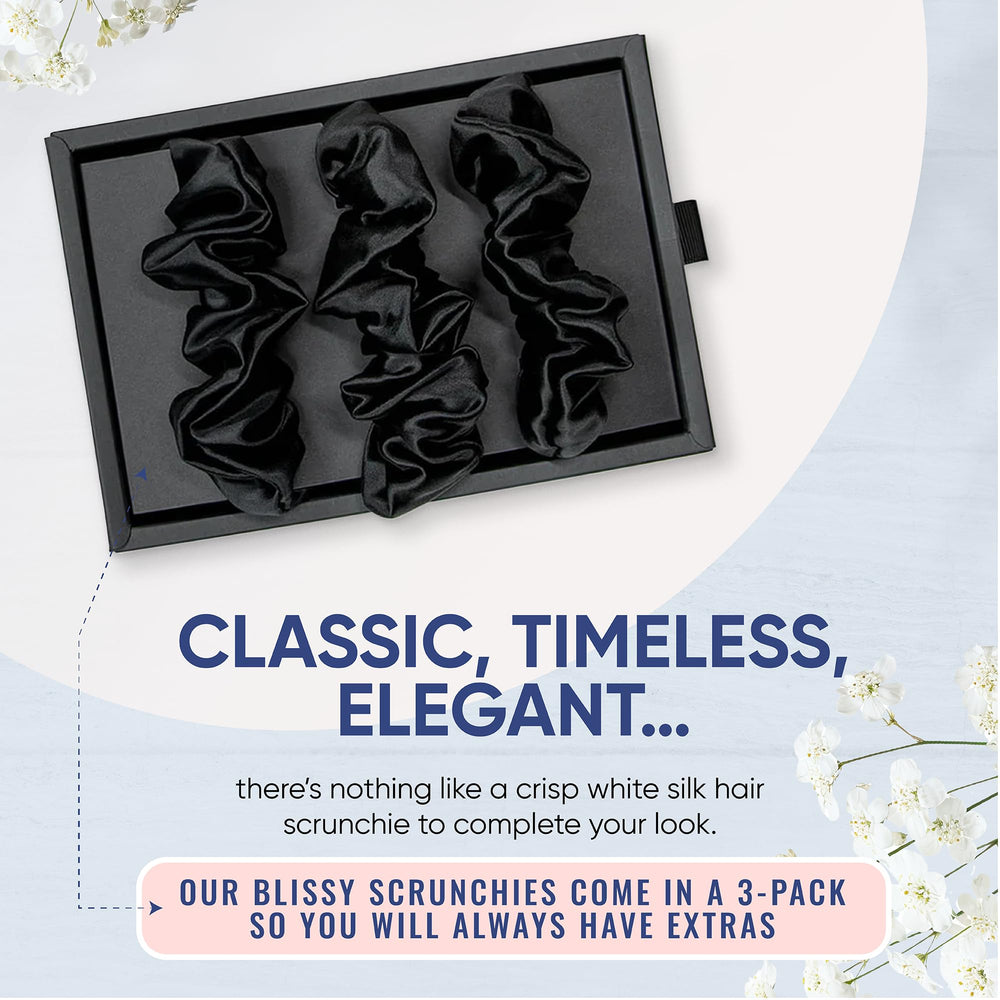 Qualité 22 Momme et 6A des chouchous BLISSY noir pour cheveux.